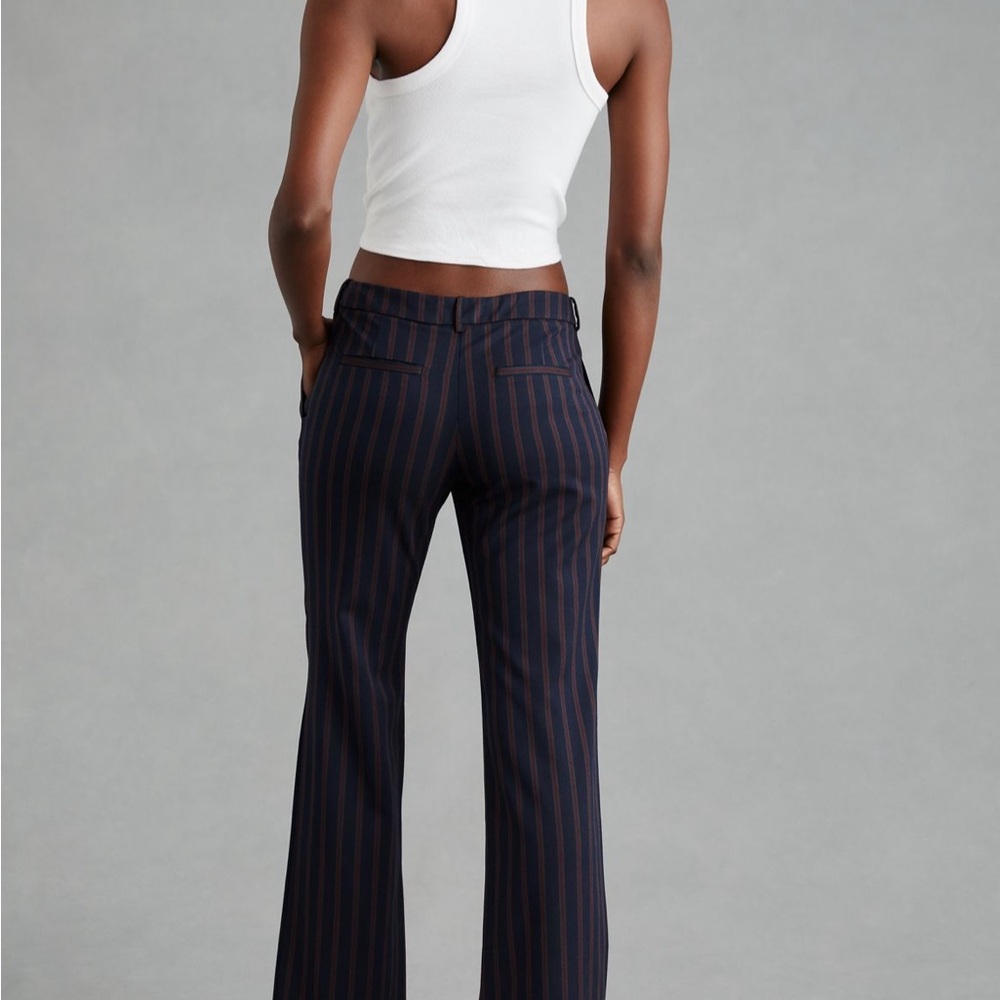 NWT Anthropologie Navy and Burgundy Striped Pants - Picture 5 of 8